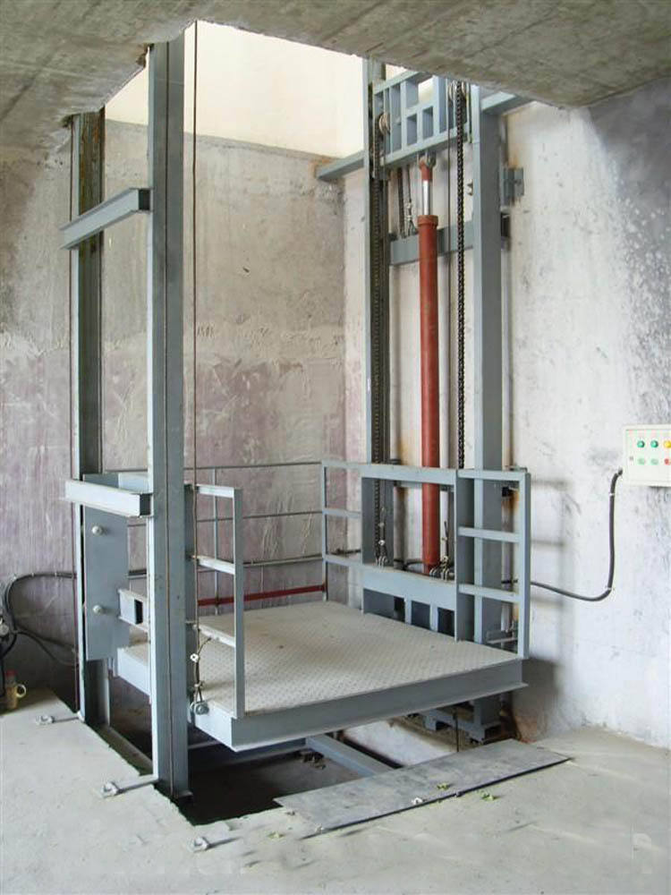 Guide Rail Cargo Lift — 1 Ton, Double Column Single Cylinder, 3m Lift Height
