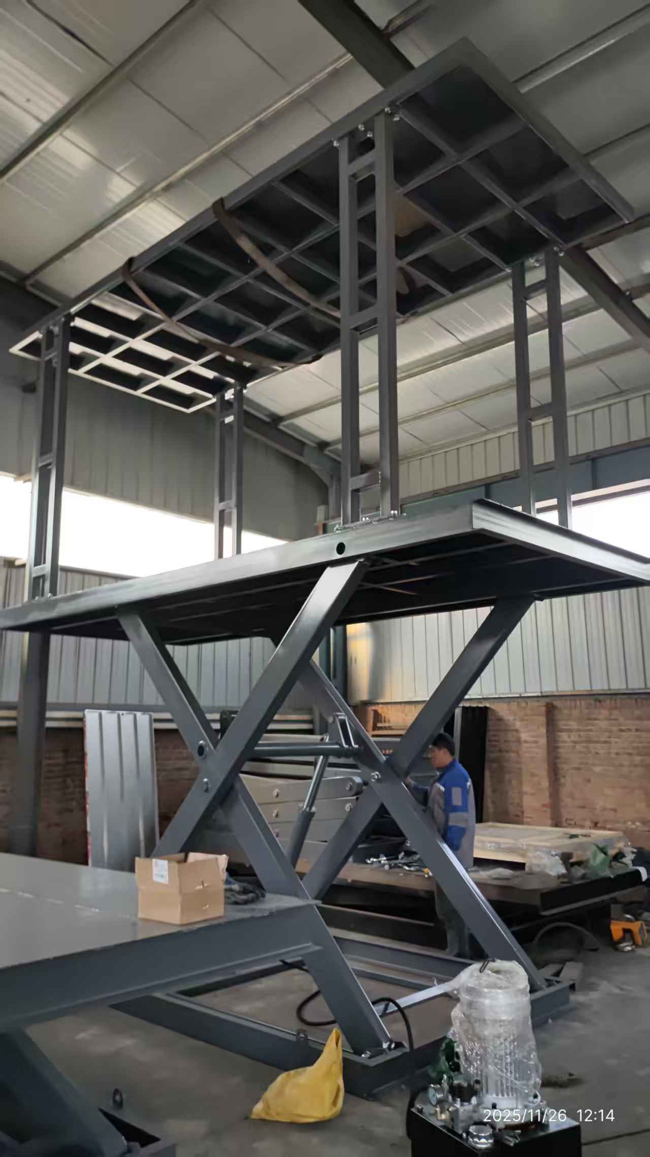scissor lift double deck parking system 1.5 ton 4kW silent pump compact hydraulic car lift