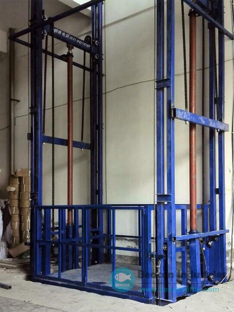 Guide Rail Cargo Lift — 3 Ton, Double Column Double Cylinder, 3m Lift Height