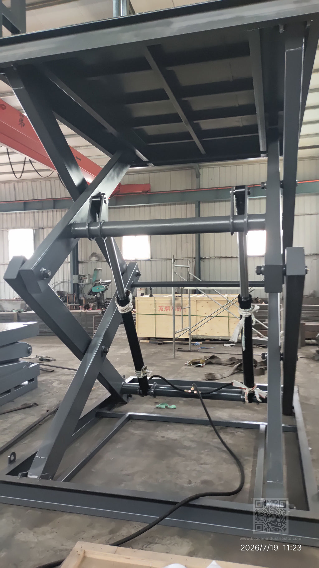 Scissor lift double deck parking system detail — 1200kg load capacity, BEACON INDUSTRIES