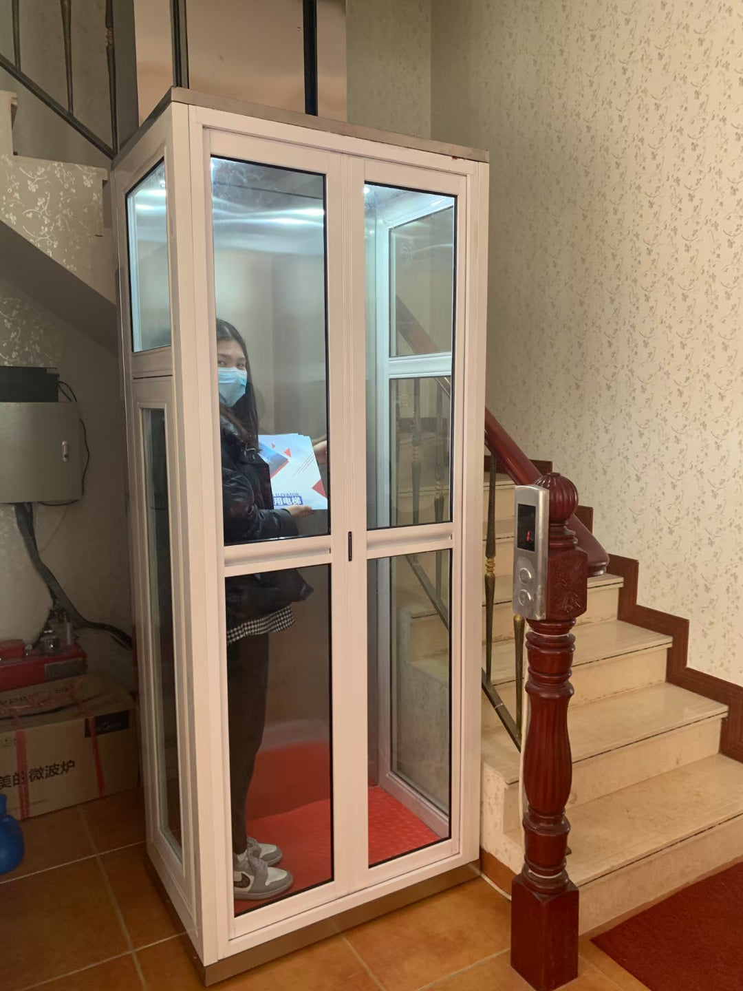 3-Floor Home Lift 350kg Open Design Without Glass Shaft
